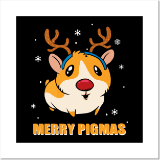 Merry Pigmas Guinea Pig Reindeer Christmas Gift Posters and Art